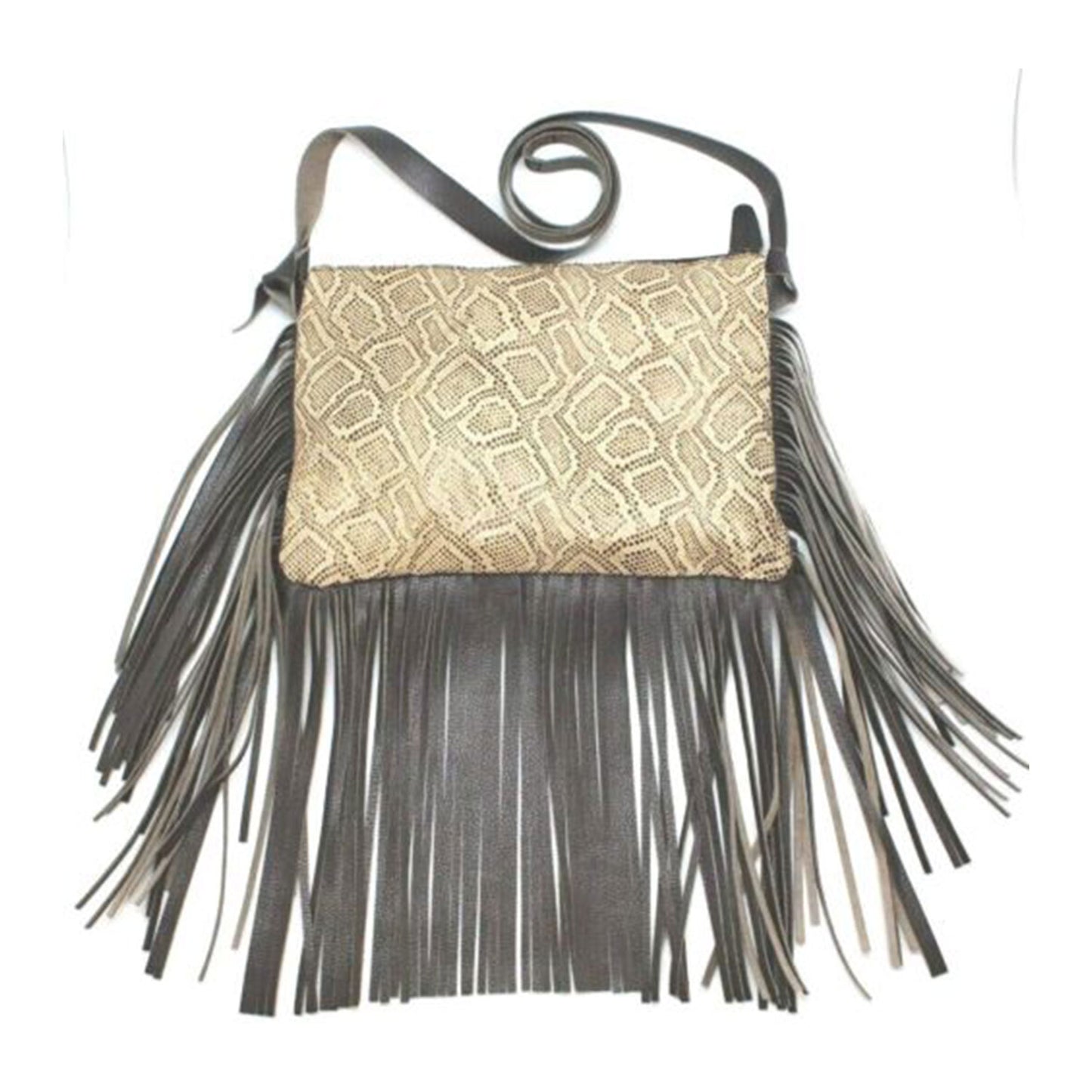 Fringed Crossbody Bag Brown Cobra | Bags for Women