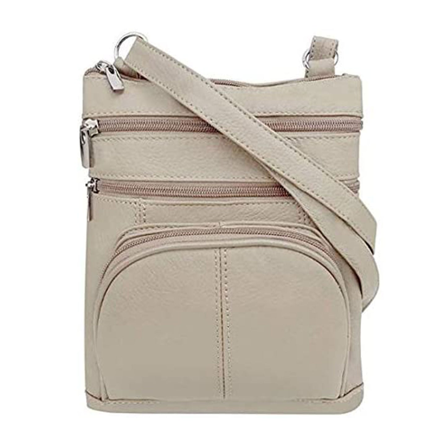 Dual Zip Phone Crossbody Leather Bag