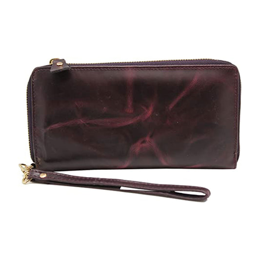 RFID Safe Leather Wristlet Clutch Wallet For Women