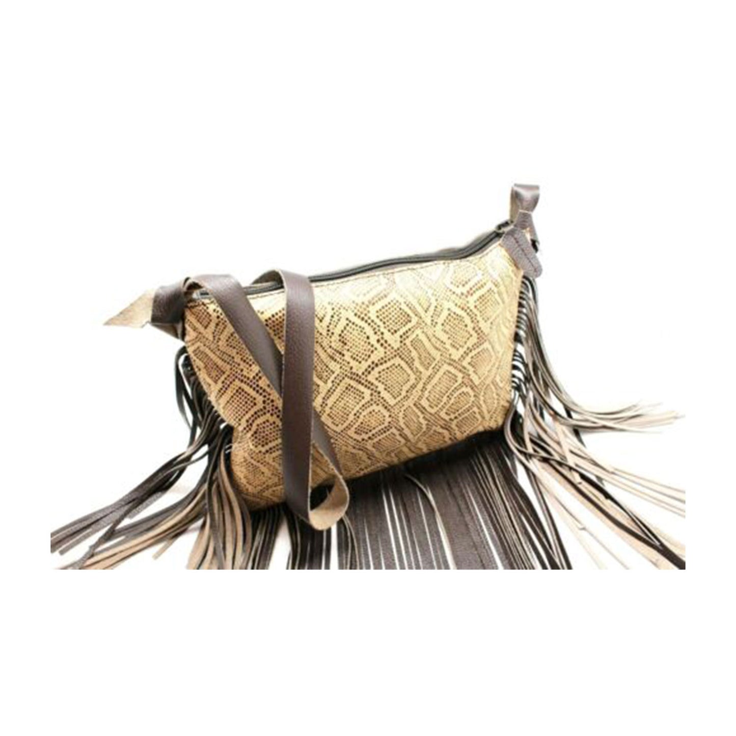 Fringed Crossbody Bag Brown Cobra | Bags for Women