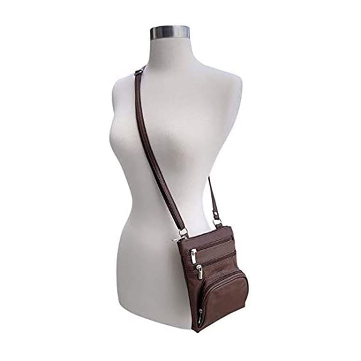 Multi Pocket Organizer Crossbody Leather Bag with Phone Holder