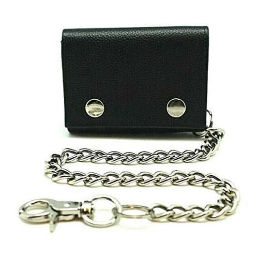 Men's Trifold Chain Wallet with Snaps RFID safe