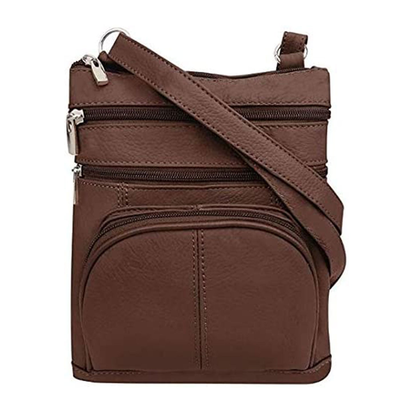 Dual Zip Phone Crossbody Leather Bag