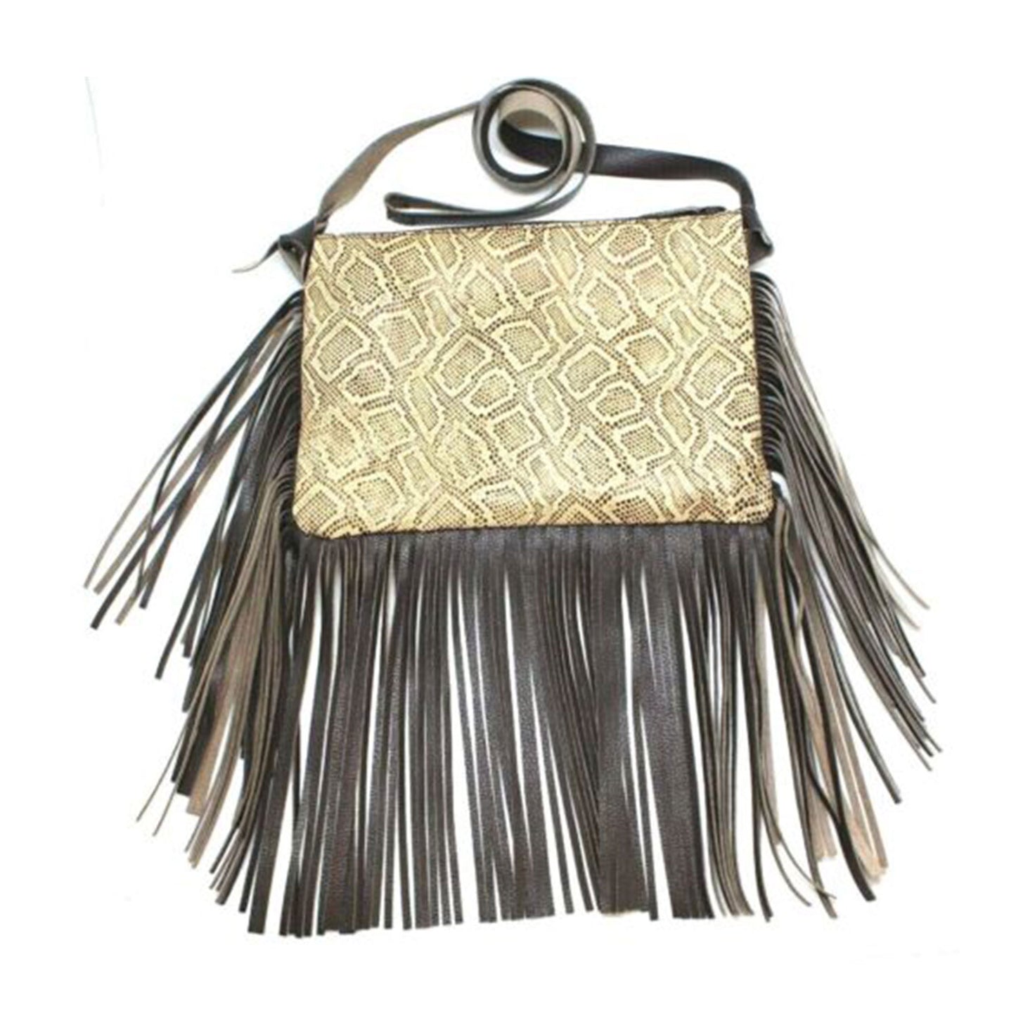 Fringed Crossbody Bag Brown Cobra | Bags for Women