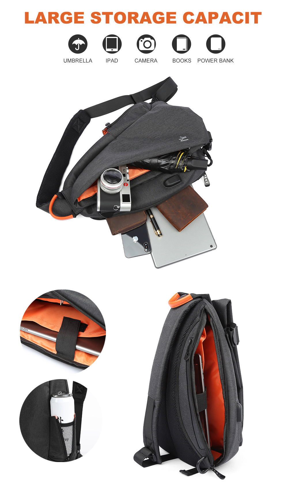Anti-theft Sling Bag | Waterproof Backpack