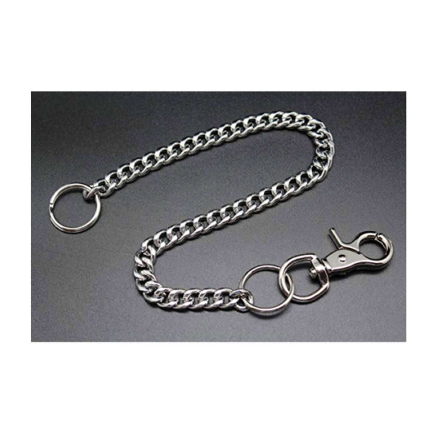 Cuban Replacement Chain 18' inch Stainless Pant Chain, Key Ring Fit Bifold Trifold Wallet