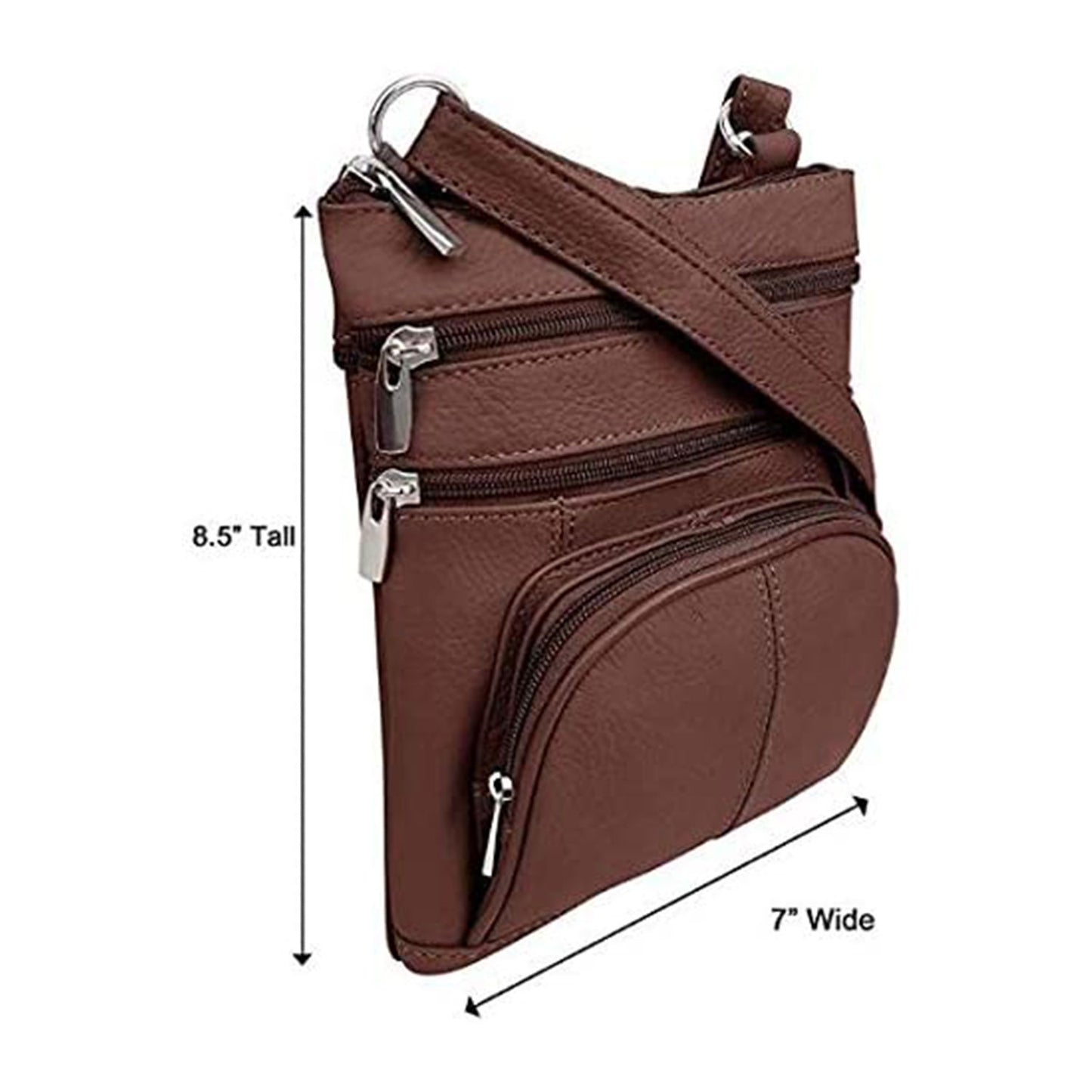 Dual Zip Phone Crossbody Leather Bag