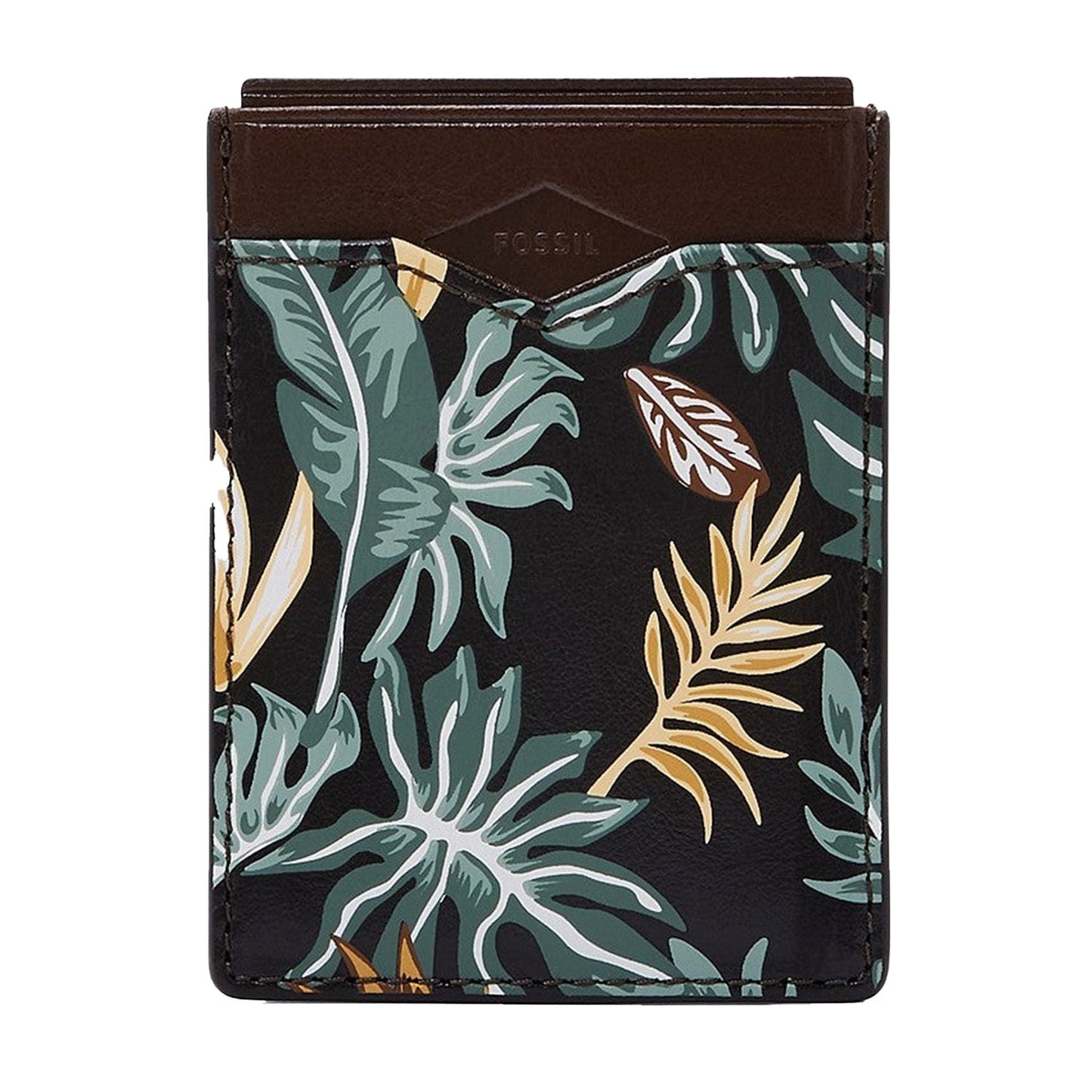 Mykel Front Pocket Wallet Fossil Brown Money Clipper Black Floral