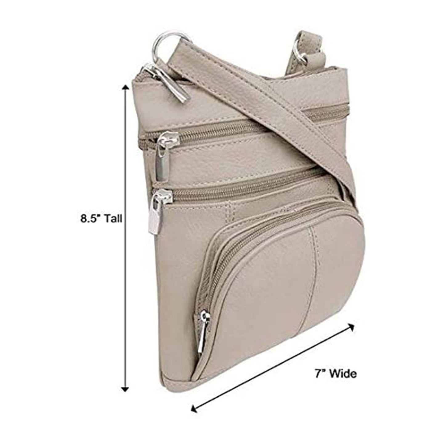 Multi Pocket Organizer Crossbody Leather Bag with Phone Holder