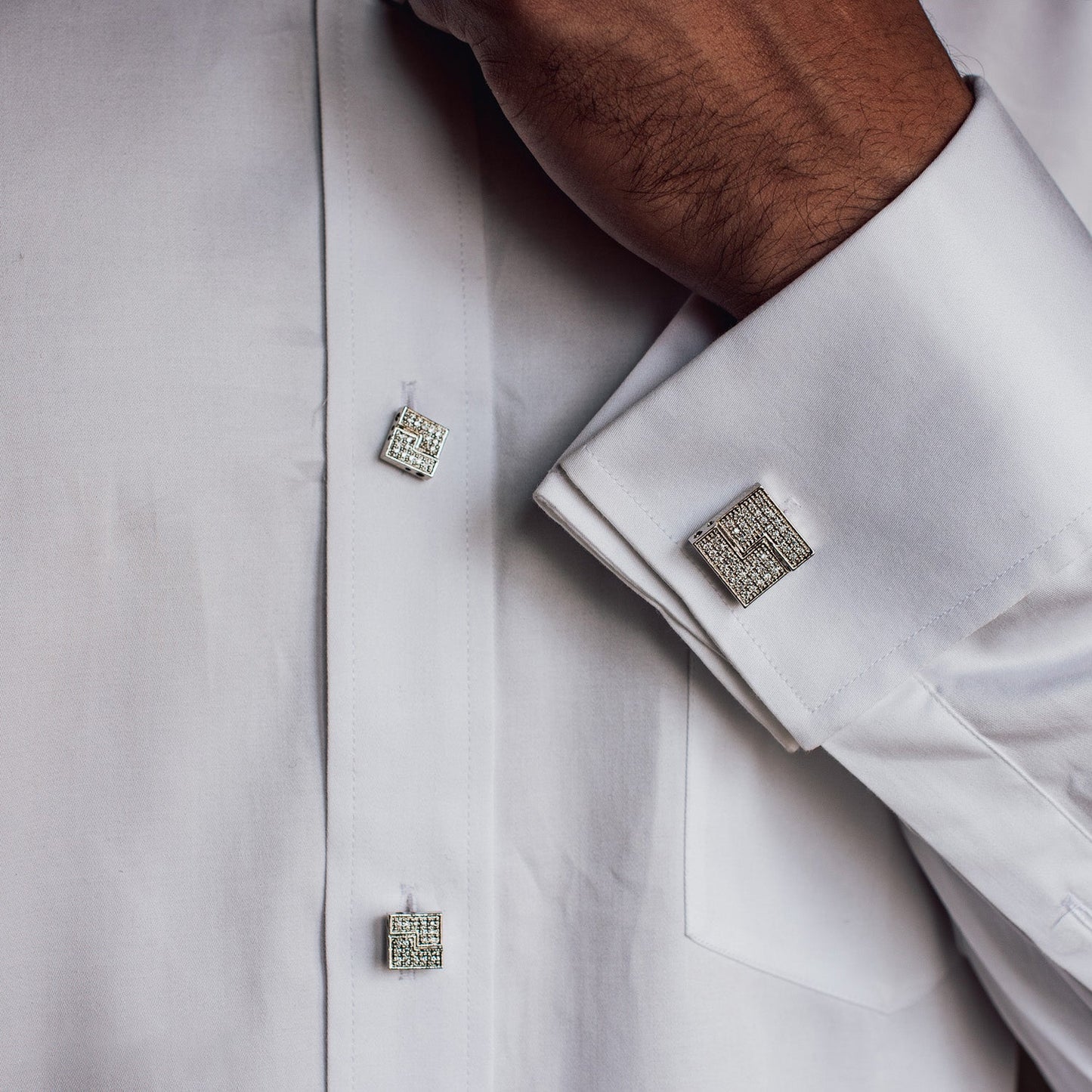 Tuxedo Shirt Cufflinks Stud Set 21K Gold Plated