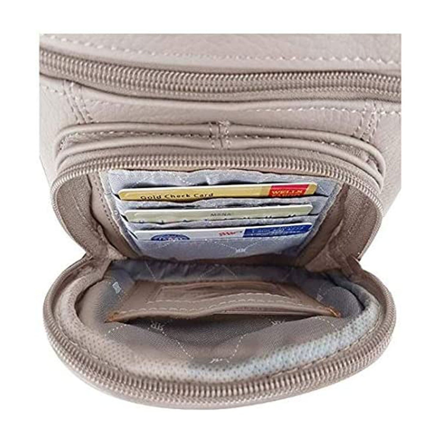 Multi Pocket Organizer Crossbody Leather Bag with Phone Holder
