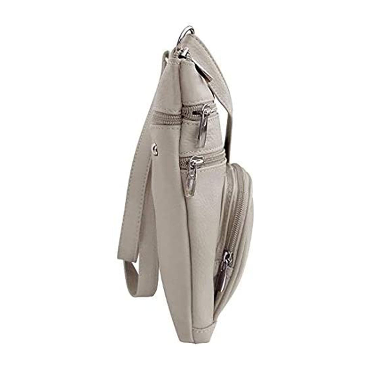Multi Pocket Organizer Crossbody Leather Bag with Phone Holder