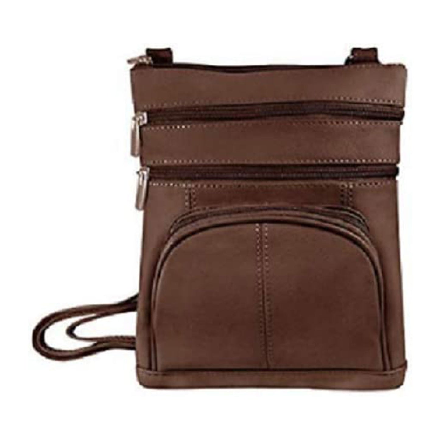 Dual Zip Phone Crossbody Leather Bag