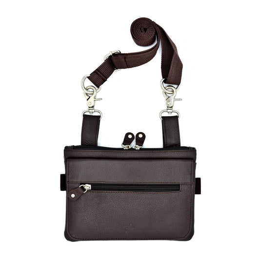 Genuine Leather Clip-On Pouch Crossbody Bag for Men Women
