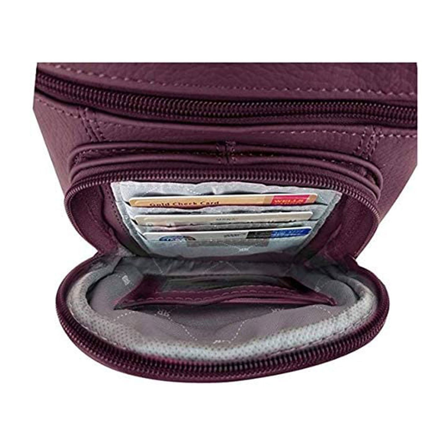 Multi Pocket Organizer Crossbody Leather Bag with Phone Holder