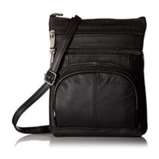 Dual Zip Phone Crossbody Leather Bag