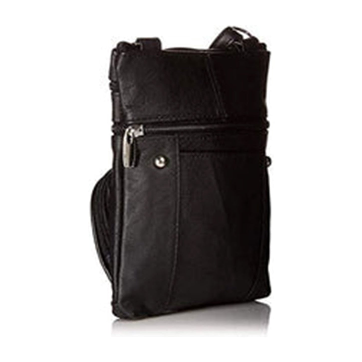 Dual Zip Phone Crossbody Leather Bag