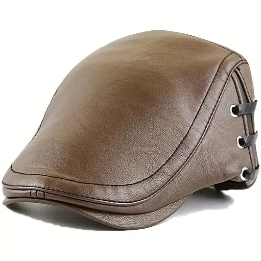 Men’s leather newsboy cap