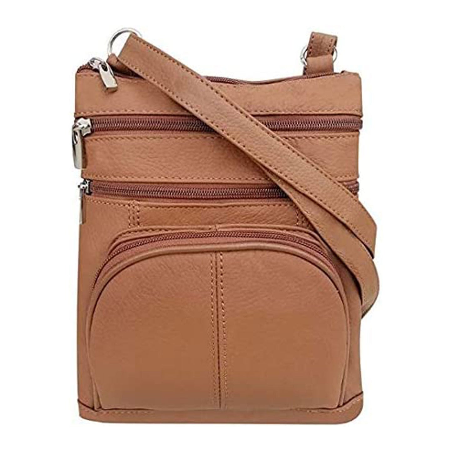Multi Pocket Organizer Crossbody Leather Bag with Phone Holder