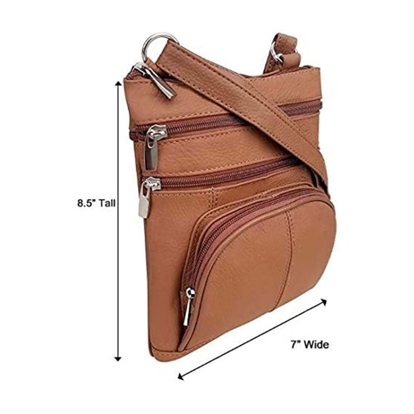 Dual Zip Phone Crossbody Leather Bag