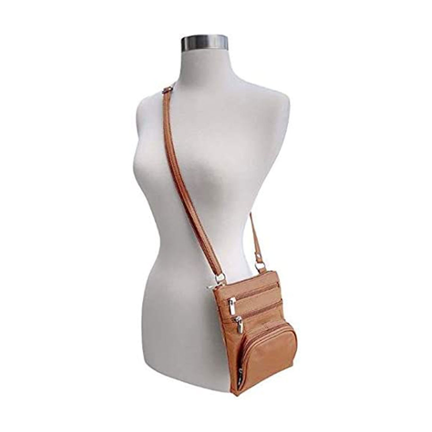 Multi Pocket Organizer Crossbody Leather Bag with Phone Holder