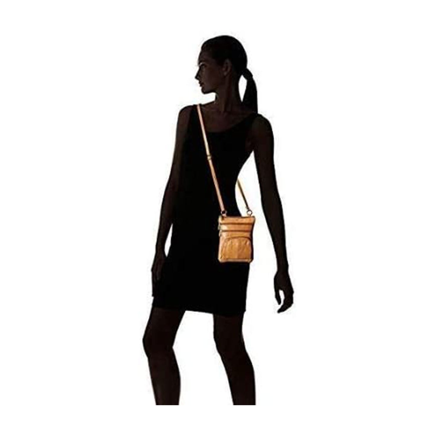 Multi Pocket Organizer Crossbody Leather Bag with Phone Holder