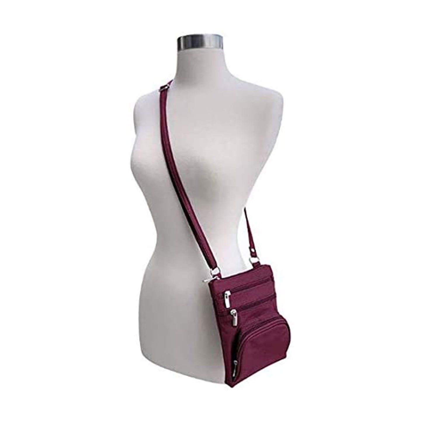 Dual Zip Phone Crossbody Leather Bag