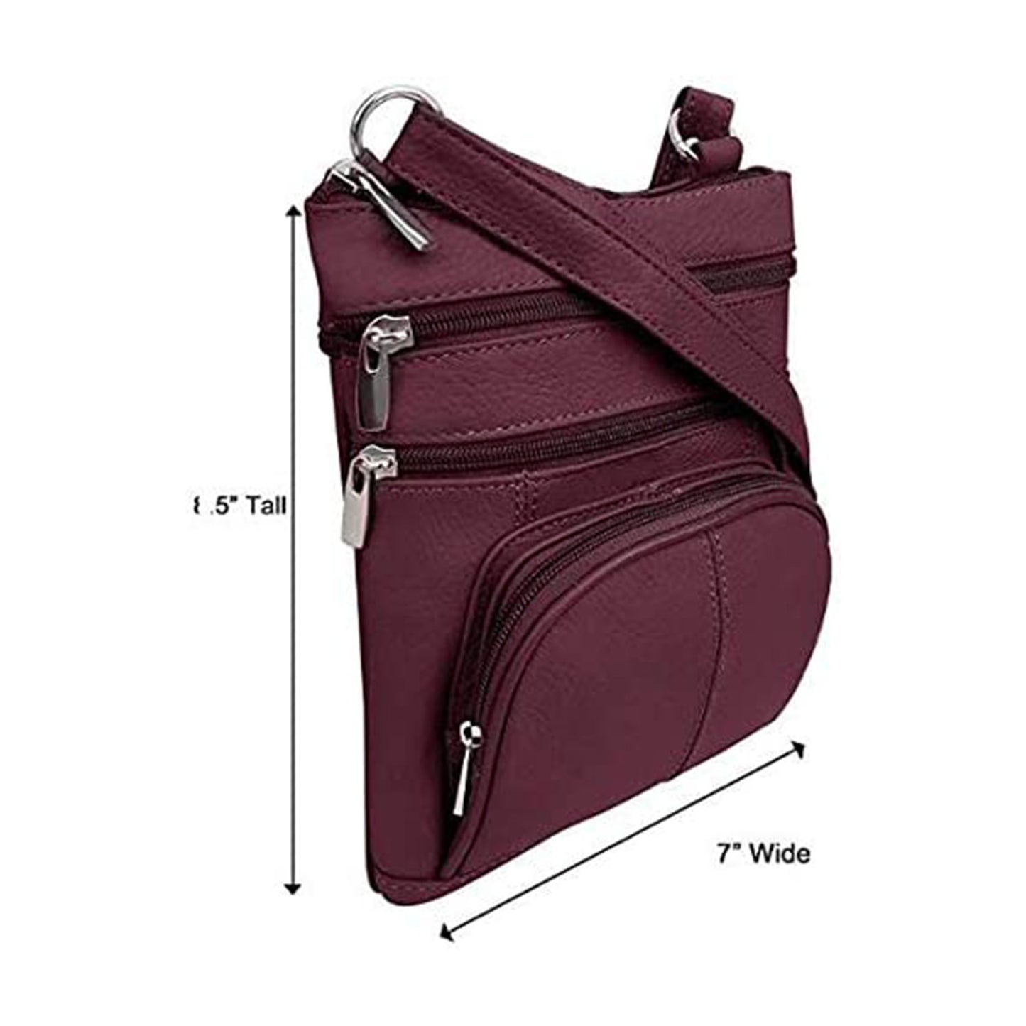 Multi Pocket Organizer Crossbody Leather Bag with Phone Holder