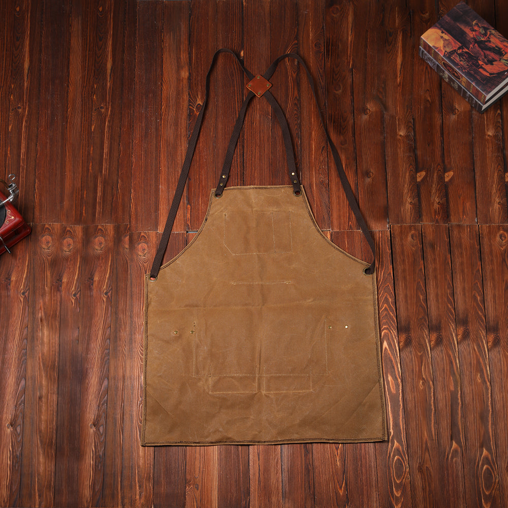 Waxed Canvas Chef Aprons for Men Women with Large Pockets