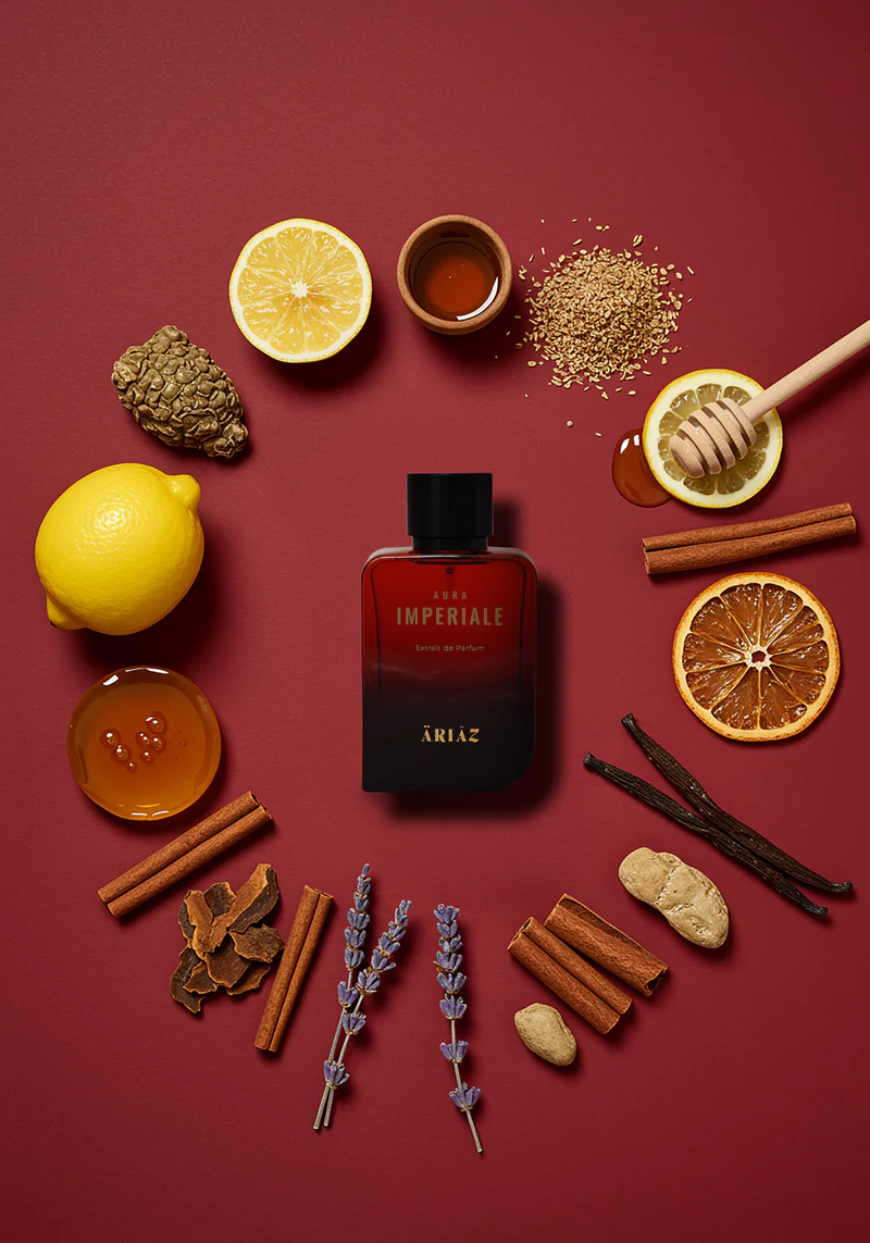 AURA IMPERIALE by ARIAZ 3.4oz/100ml Extrait De Parfum for Unisex – Citrus Amber + Includes Free Sample Set (6 Scents)