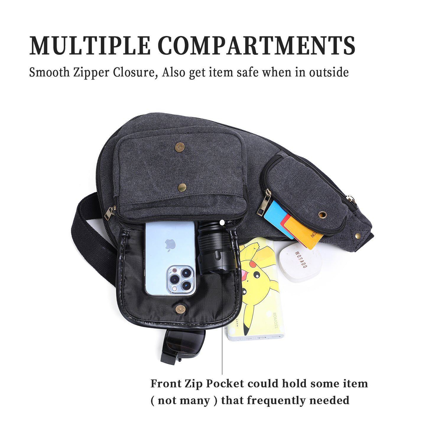 Anti Theft Hiking Sling Bag Water Resistant