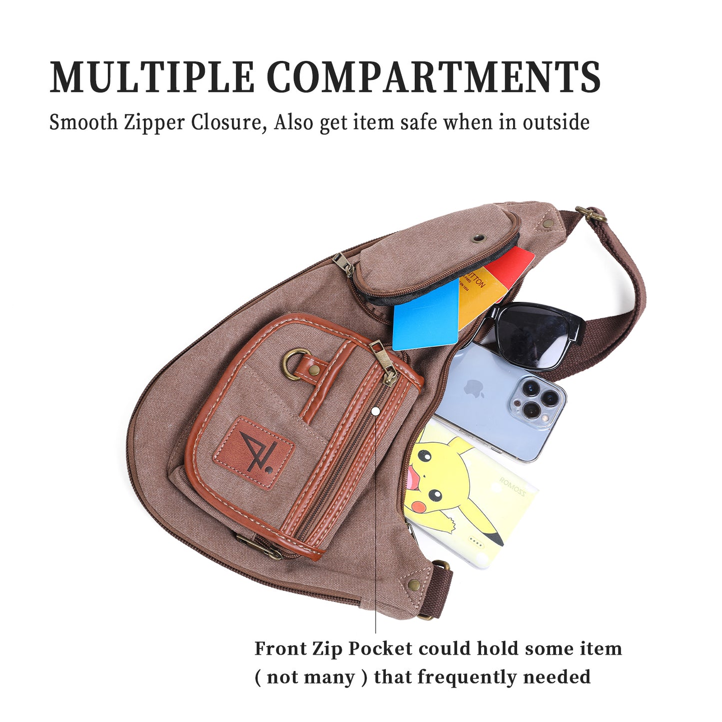 Anti Theft Hiking Sling Bag Water Resistant