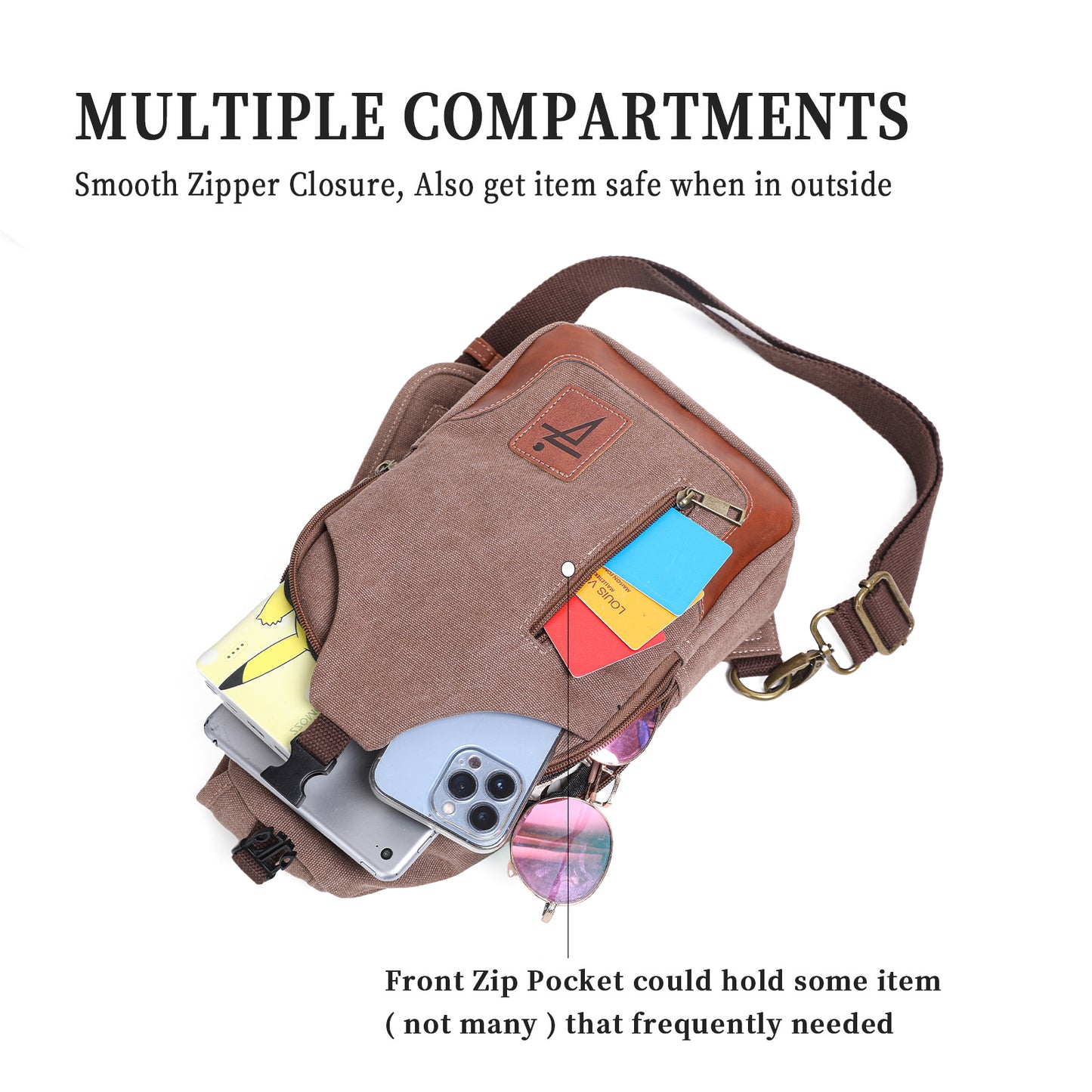Anti Theft Sling Bag Waxed Canvas