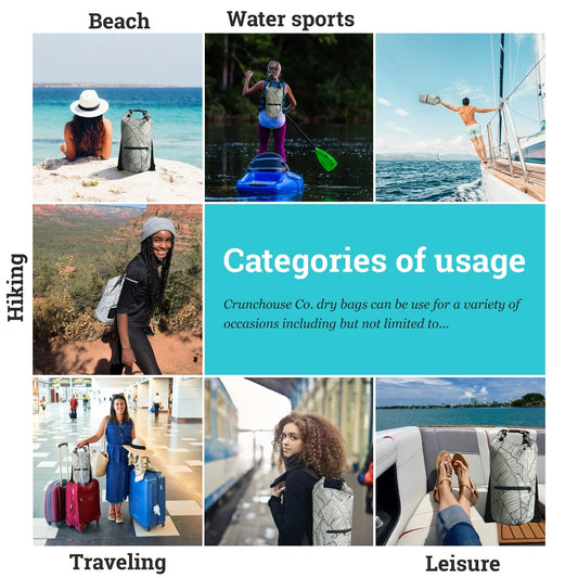Waterproof Floating Dry Sling Bag 10L with Touch Phone Case Beach Backpack