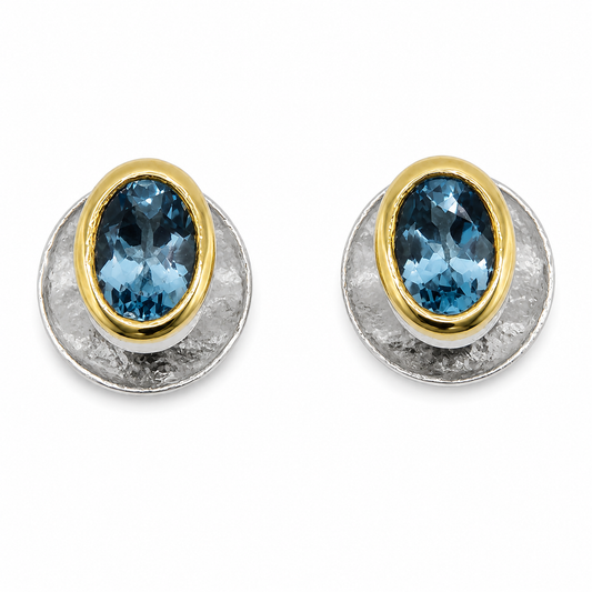 Natural Stone Oval Shape Cufflinks – 18K White Gold Plated