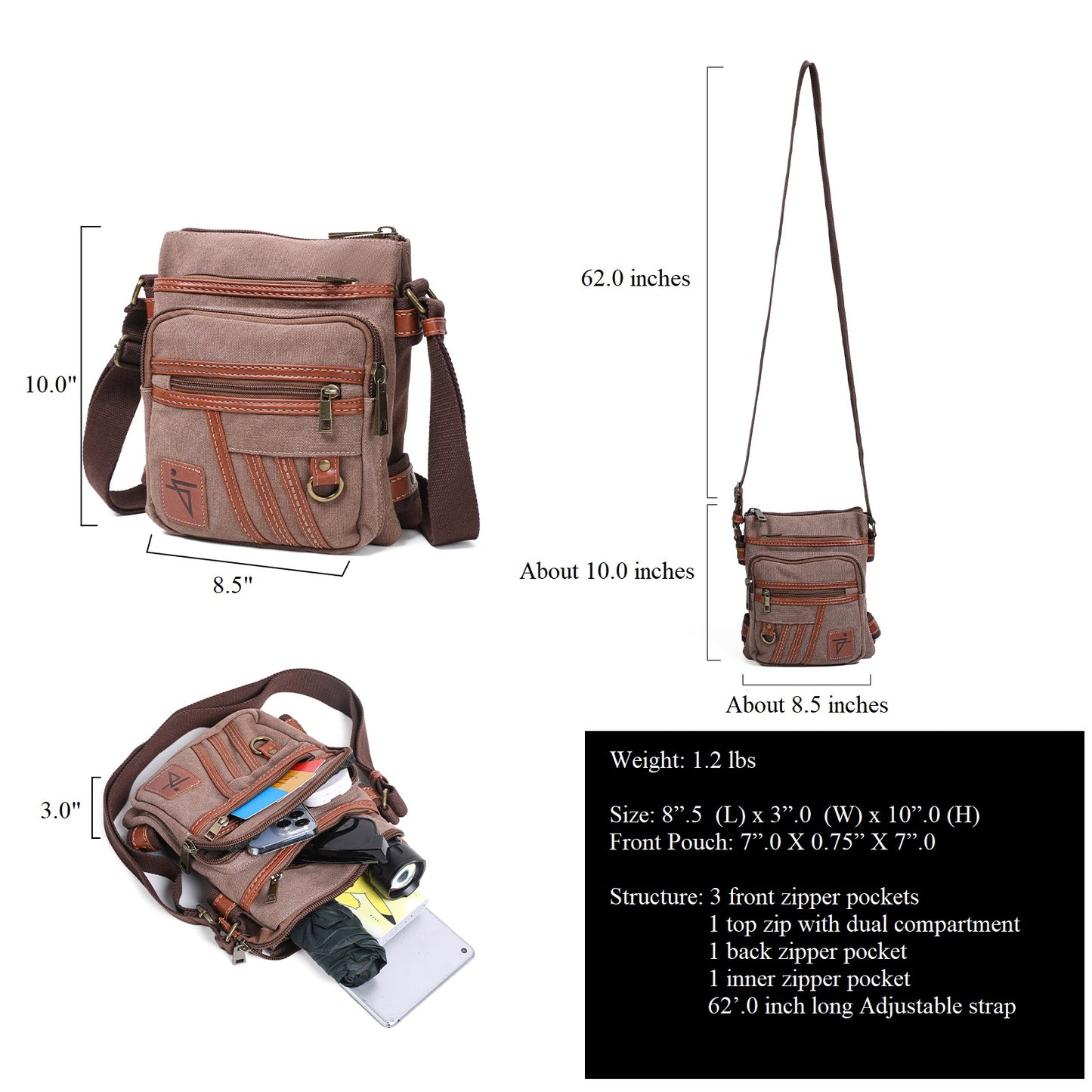 Crossbody Bag for Women Waxed Canvas Water Resistant