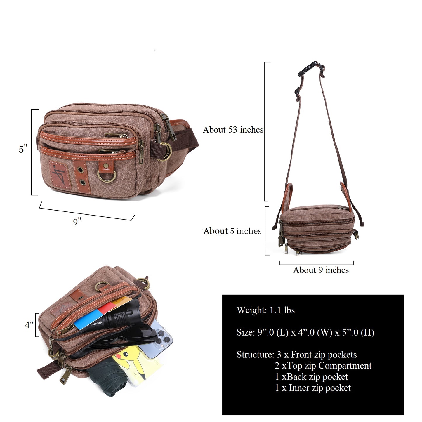 Fanny Pack Bump Hip Bag Water Resistant