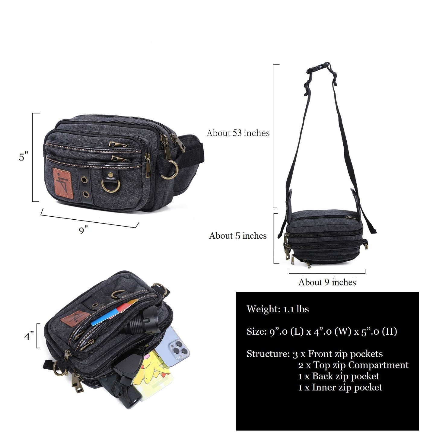 Fanny Pack Bump Hip Bag Water Resistant