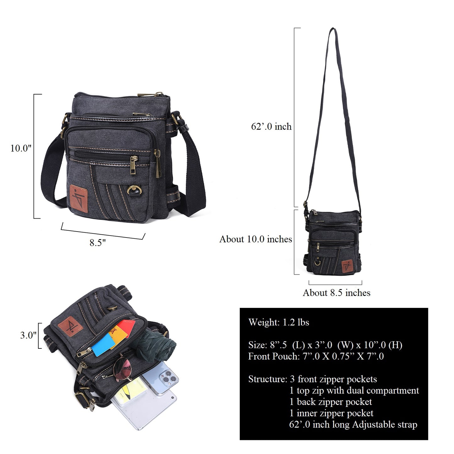 Crossbody Bag for Women Waxed Canvas Water Resistant