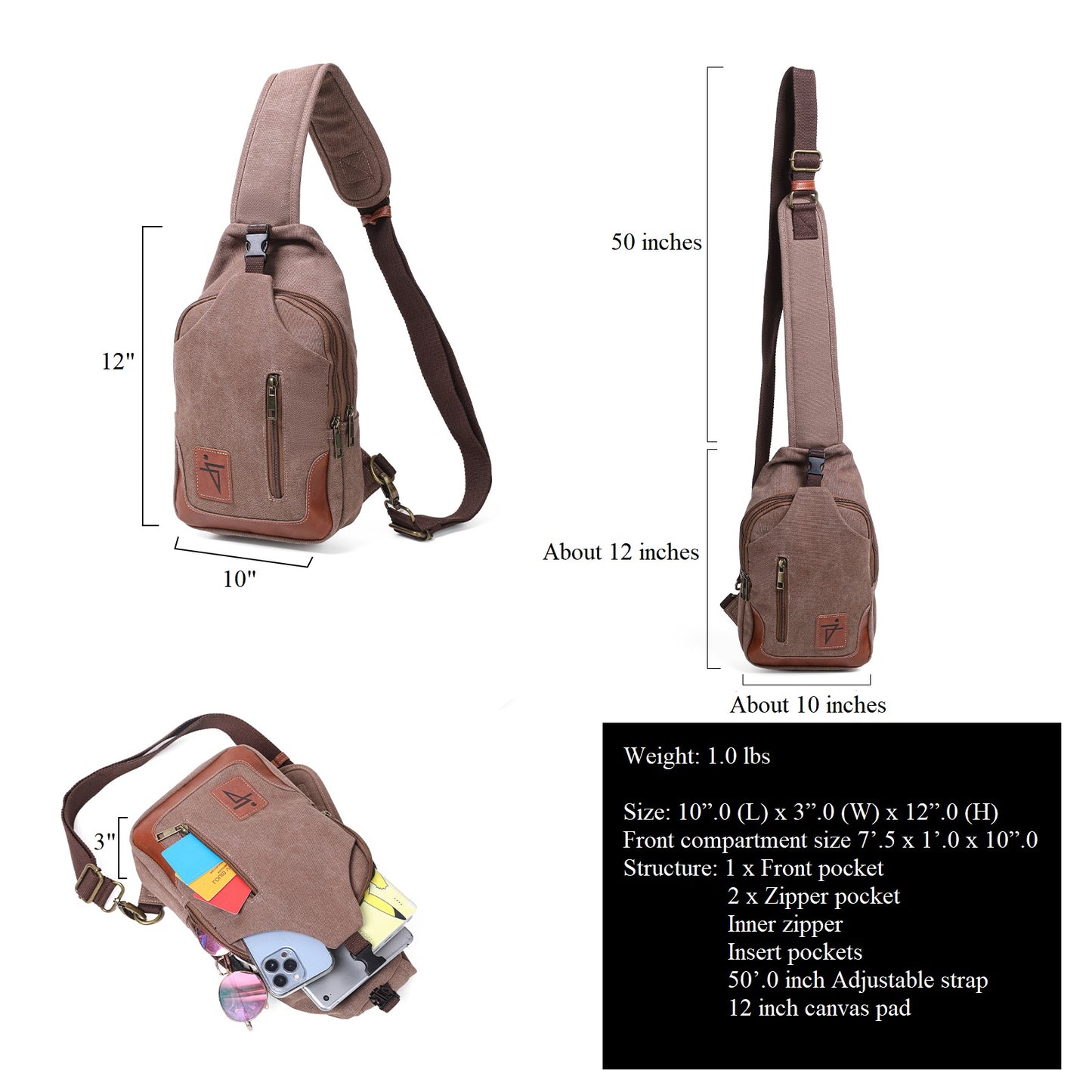 Anti Theft Sling Bag Waxed Canvas