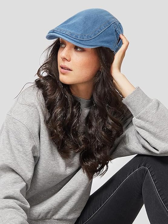 Denim Newsboy Caps for Women & Men | Light Blue