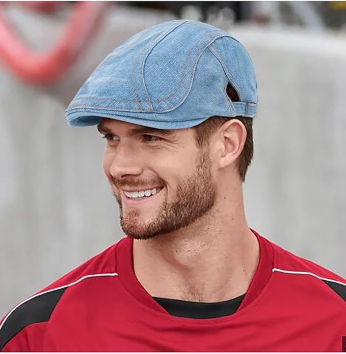 denim newsboy cap