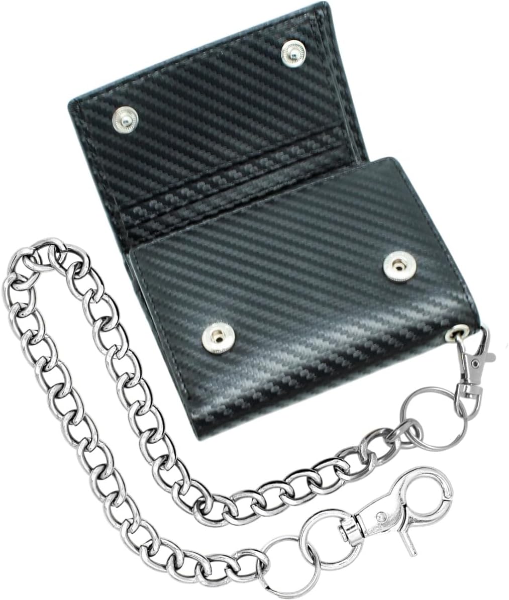 Carbon fiber leather trifold wallet