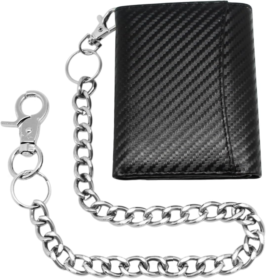 Carbon fiber leather trifold wallet
