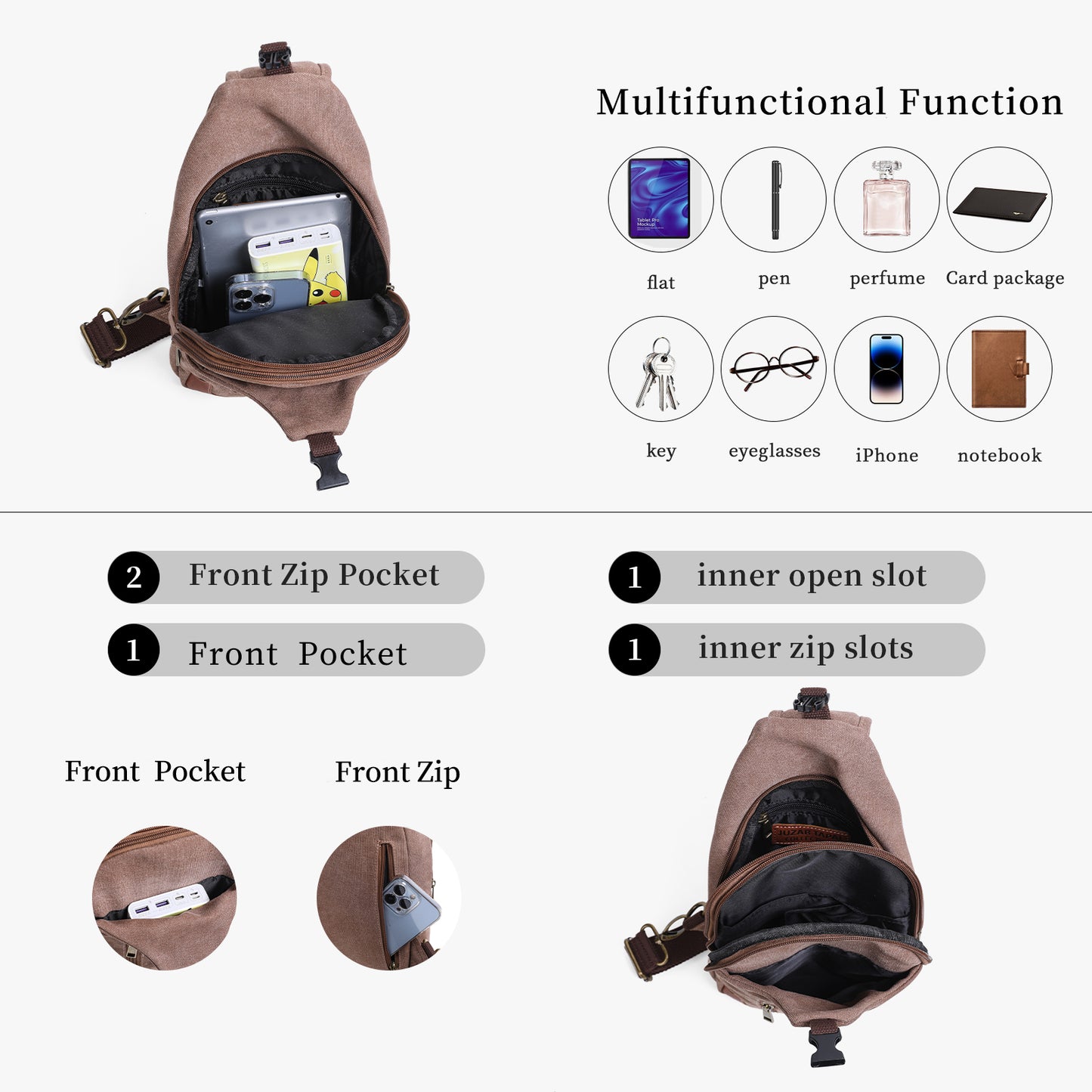 Anti Theft Sling Bag Waxed Canvas