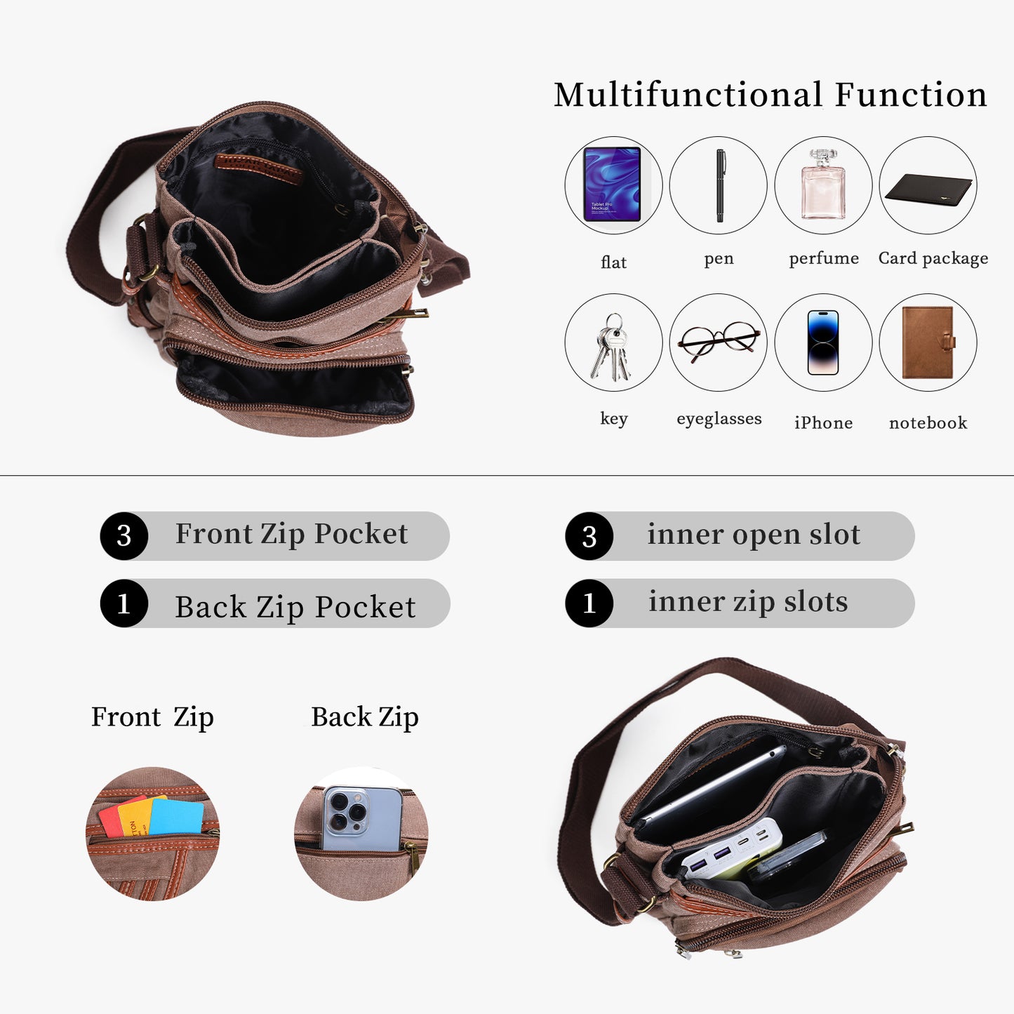 Crossbody Bag for Women Waxed Canvas Water Resistant