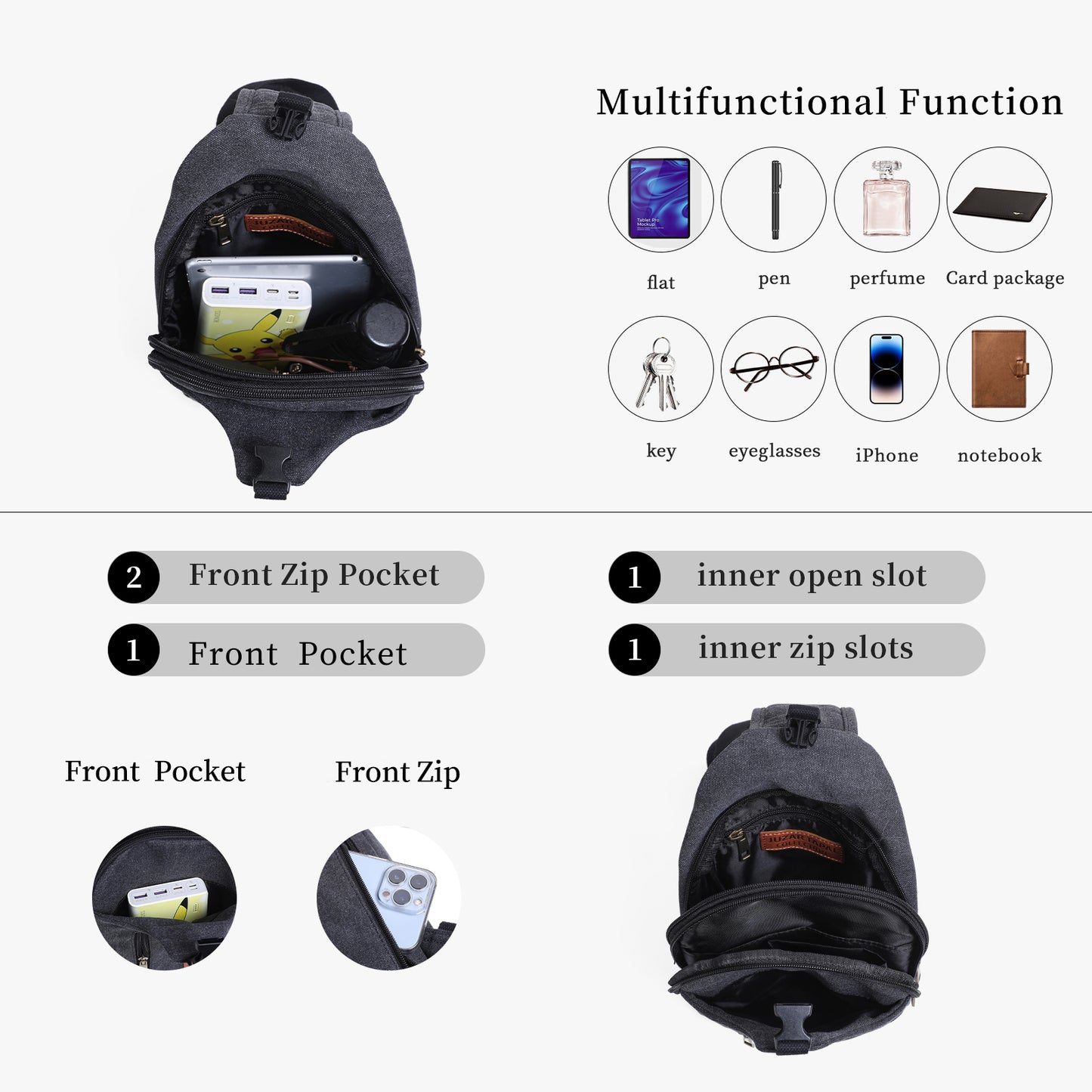 Anti Theft Sling Bag Waxed Canvas