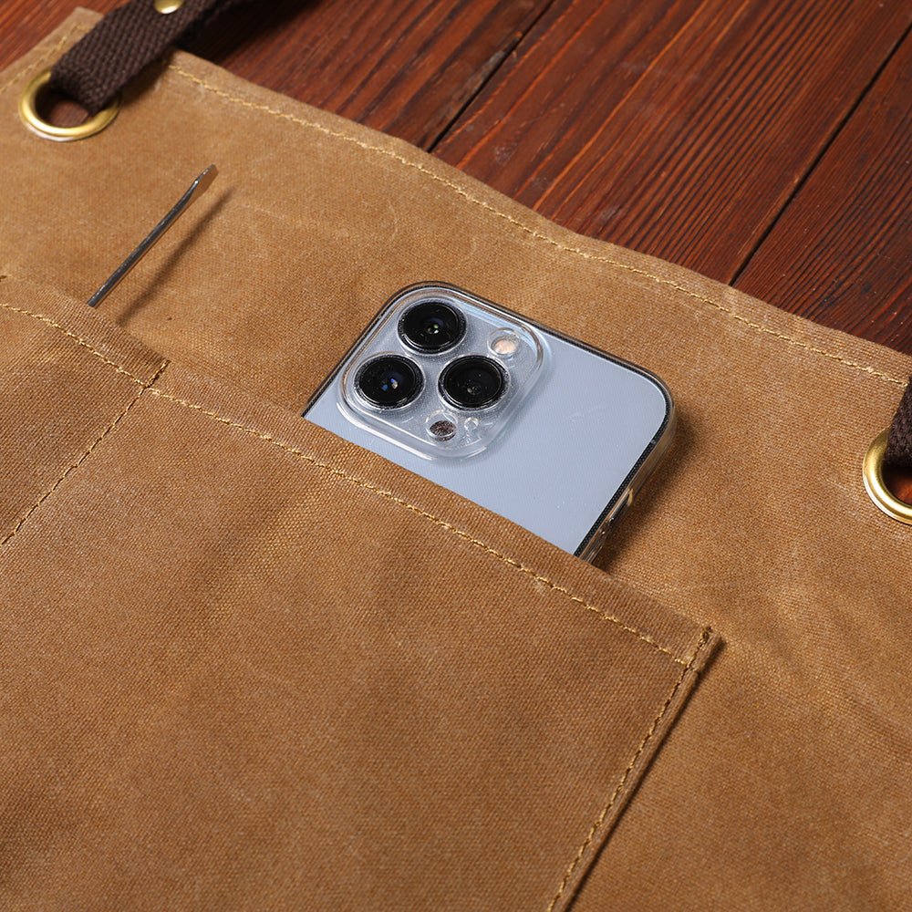 Waxed Canvas Chef Aprons for Men Women with Large Pockets