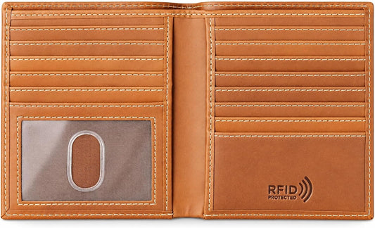 Men’s RFID Leather Hipster Wallet – Slim Bifold Card Holder