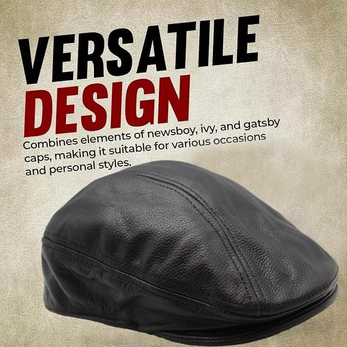Black leather ascot cap